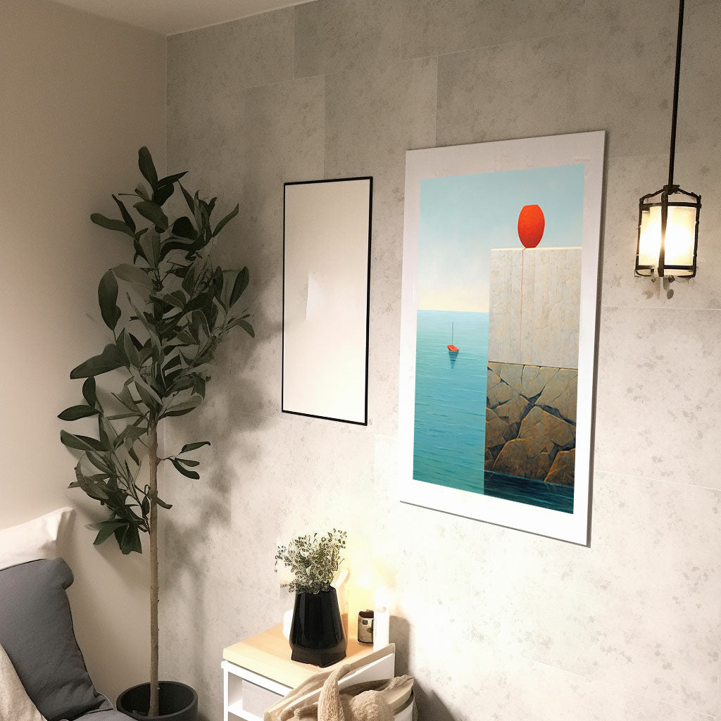 海のアートポスター廊下配置イメージ