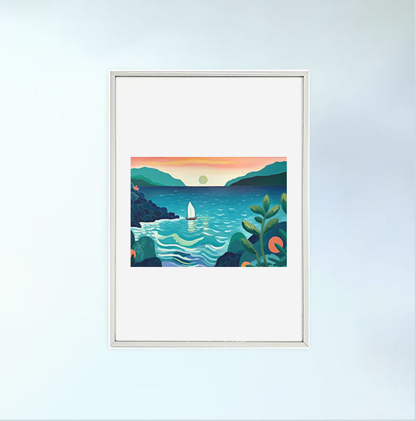海のアートポスター銀フレームあり