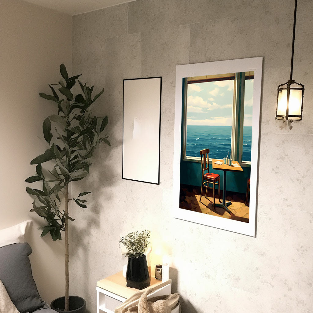 海のアートポスター廊下配置イメージ