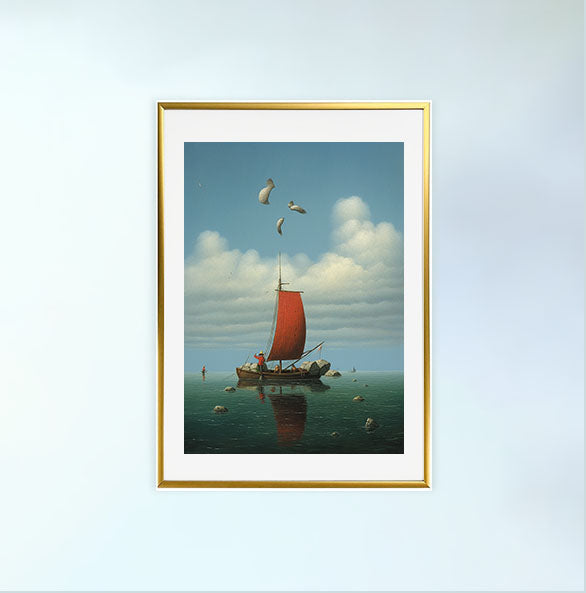 海のアートポスター金フレームあり