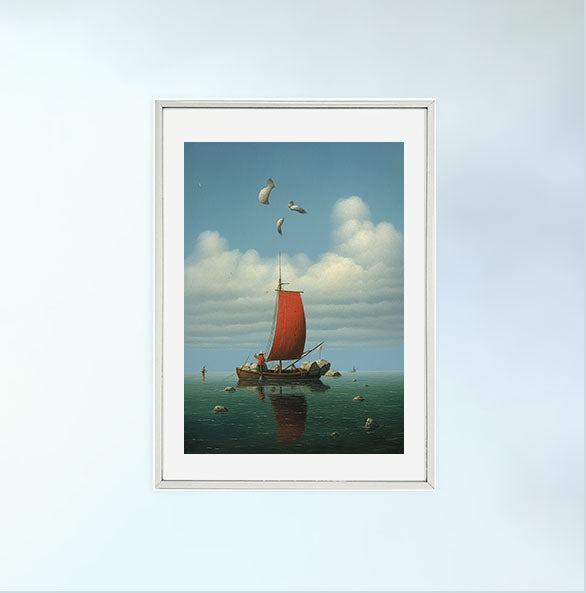 海のアートポスター銀フレームあり