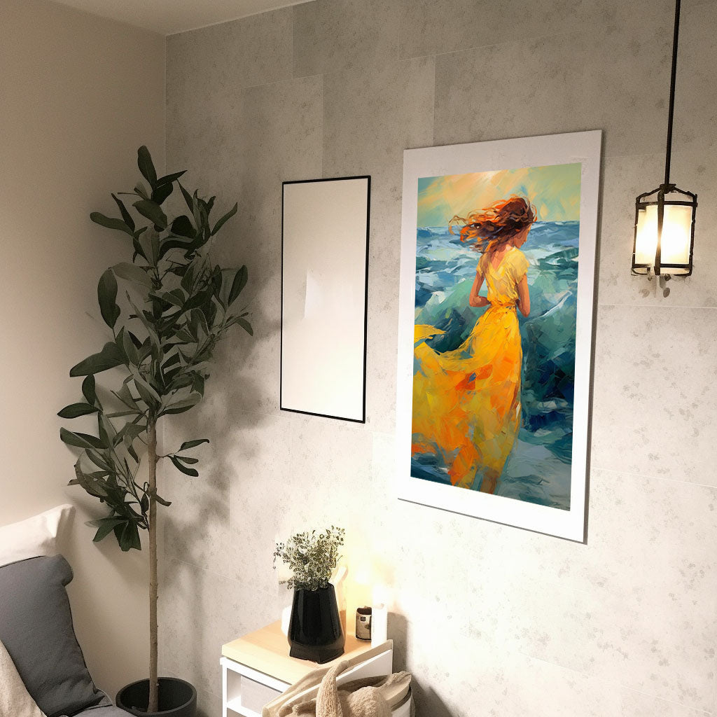 海のアートポスター廊下配置イメージ