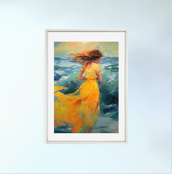 海のアートポスター銀フレームあり