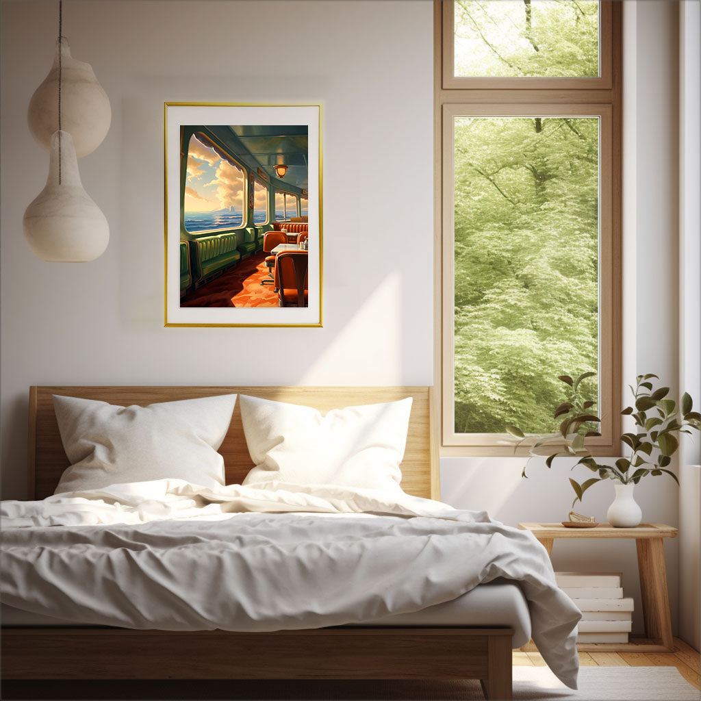 海のアートポスター寝室配置イメージ