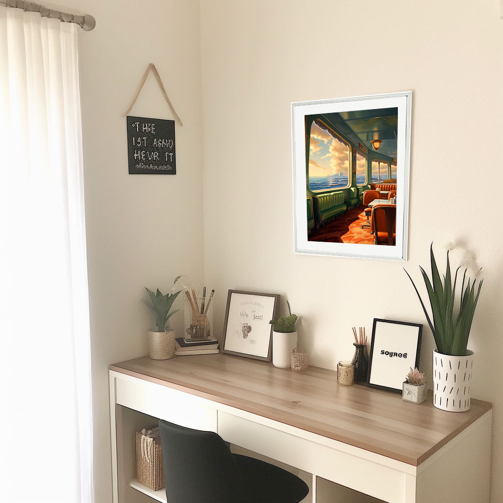 海のアートポスター机配置イメージ