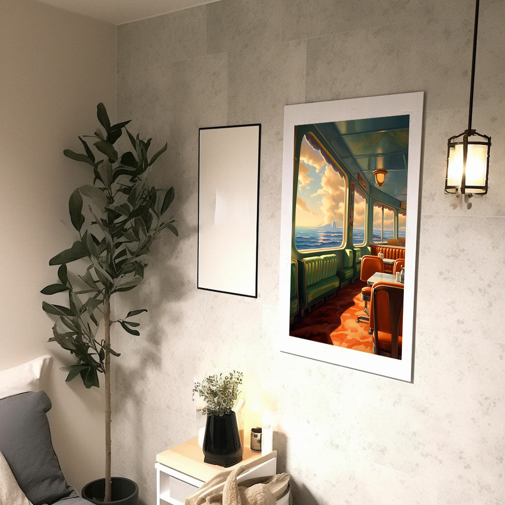 海のアートポスター廊下配置イメージ