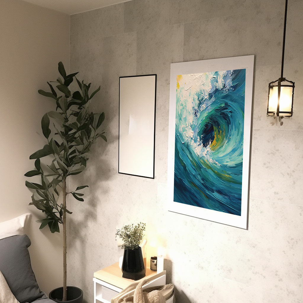 海のアートポスター廊下配置イメージ