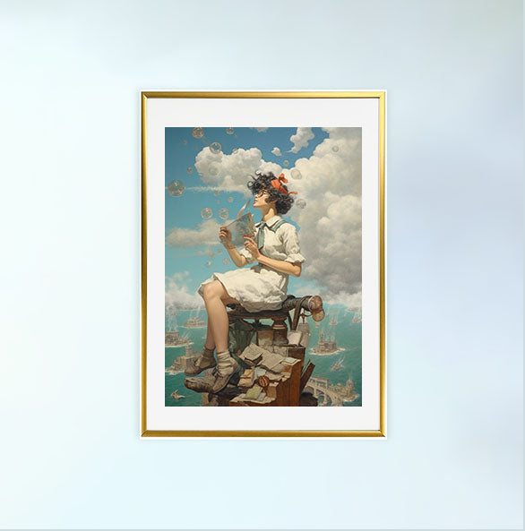 海のアートポスター金フレームあり