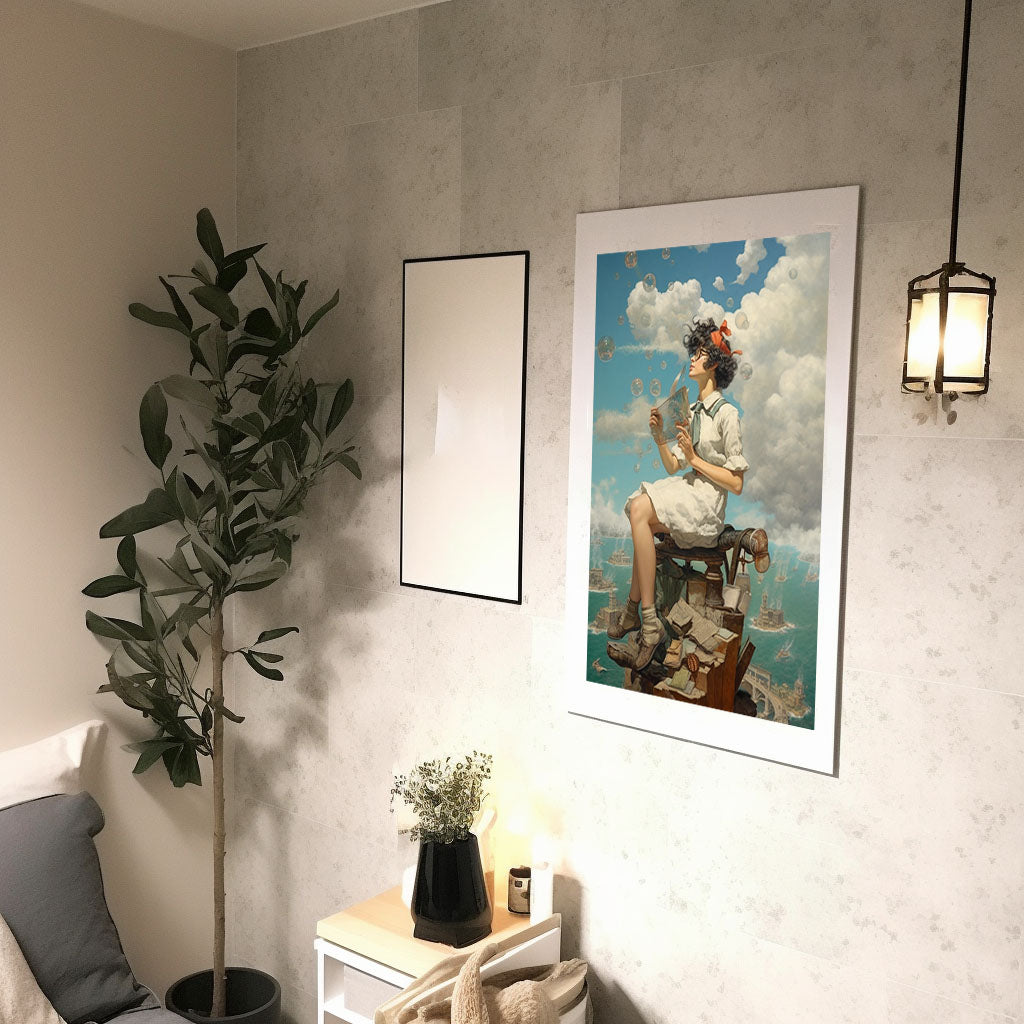 海のアートポスター廊下配置イメージ