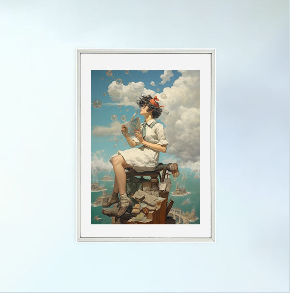 海のアートポスター銀フレームあり