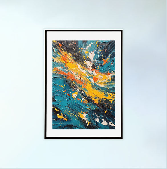 海のアートポスター黒フレームあり