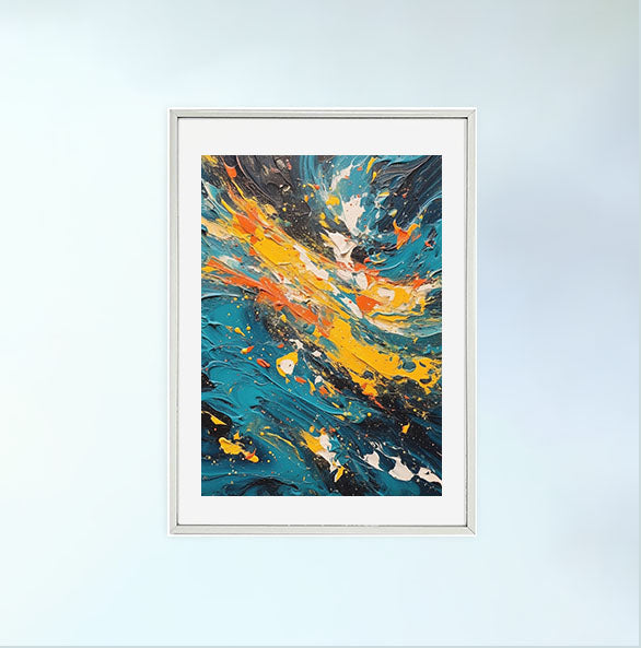 海のアートポスター銀フレームあり