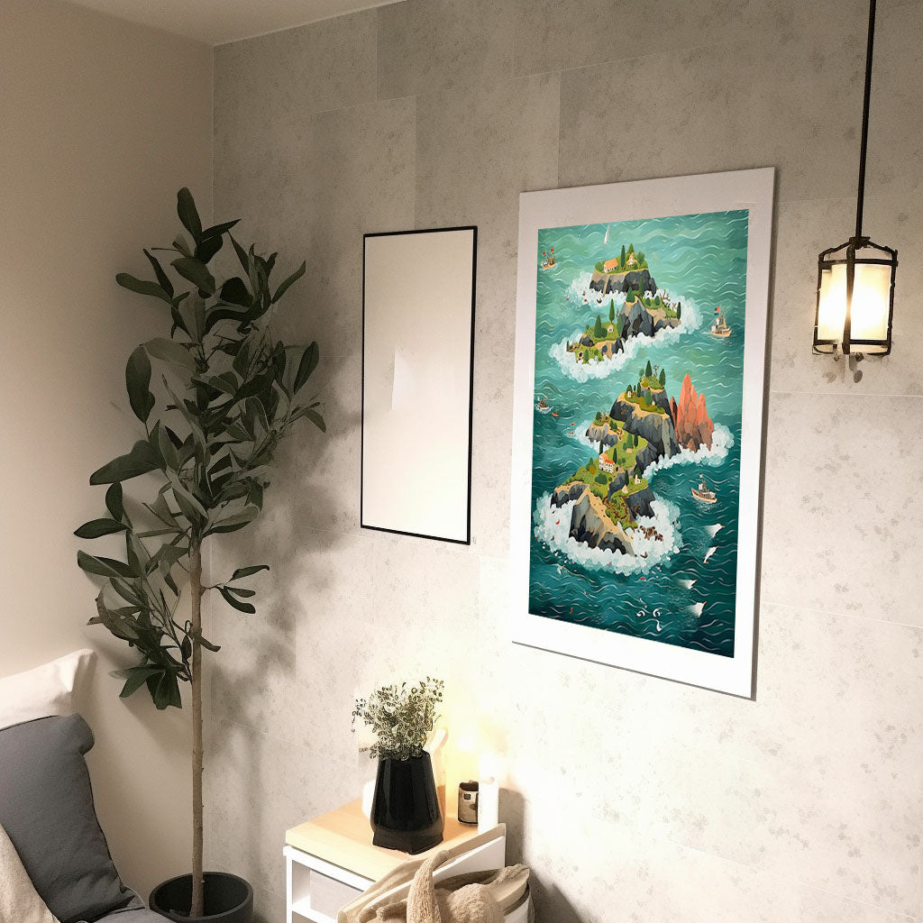 海のアートポスター廊下配置イメージ