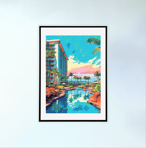 海のアートポスター黒フレームあり