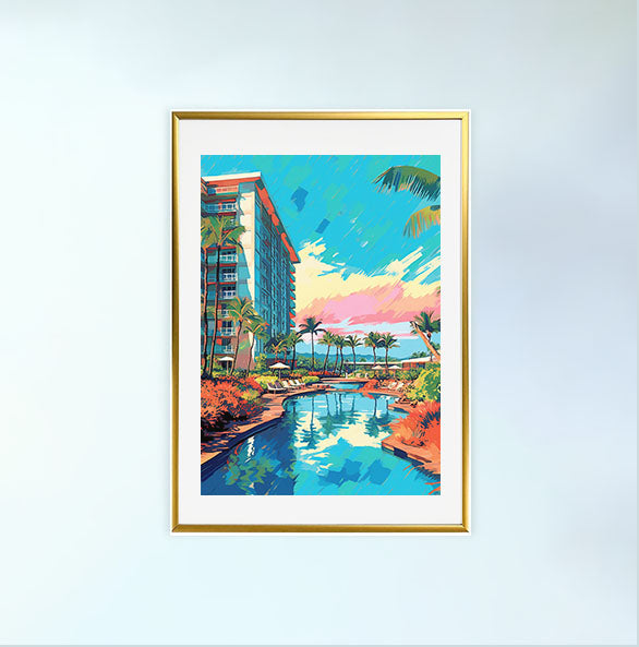 海のアートポスター金フレームあり