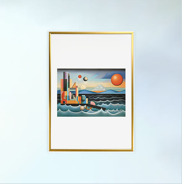 海のアートポスター金フレームあり