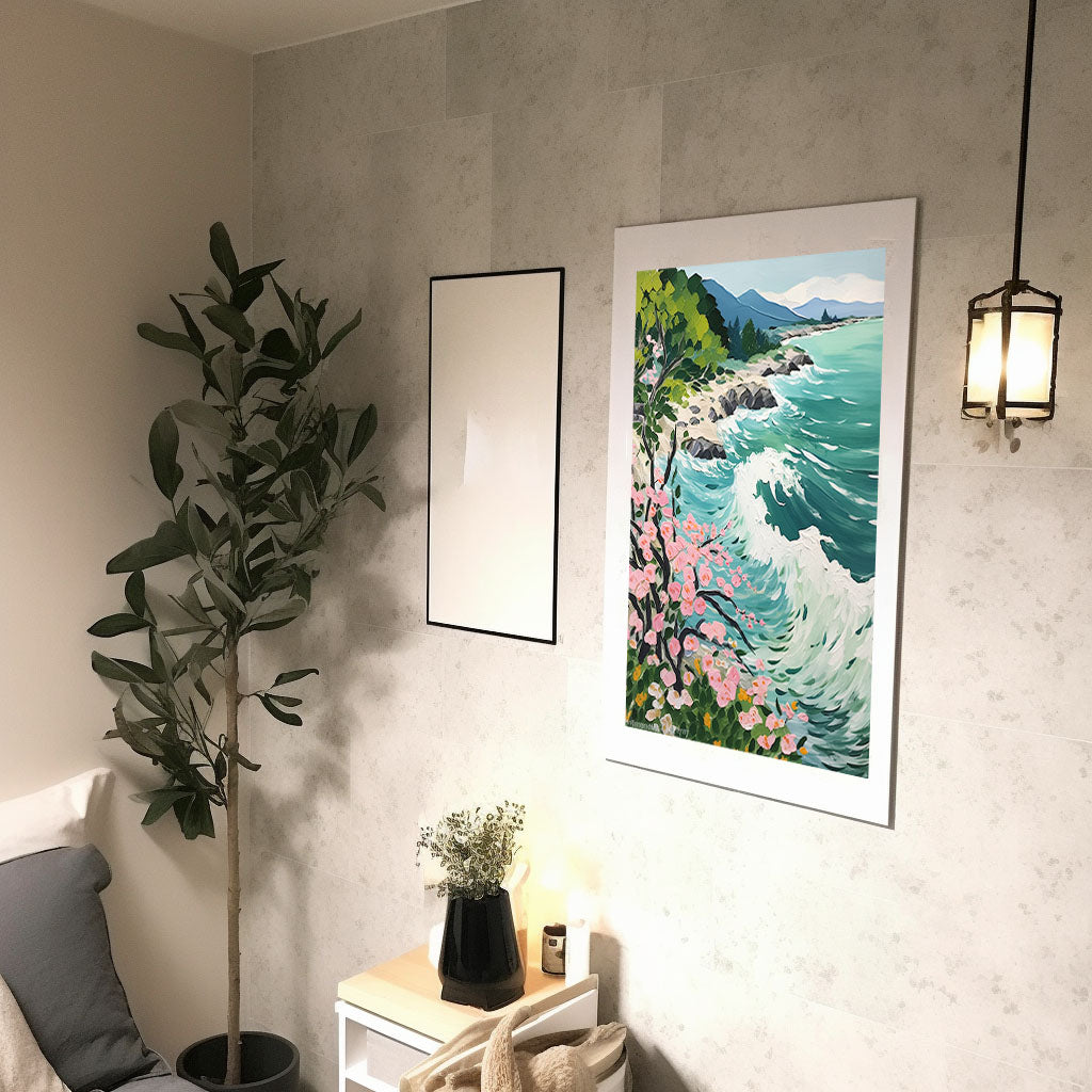 海のアートポスター廊下配置イメージ