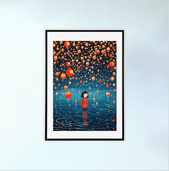 海のアートポスター黒フレームあり