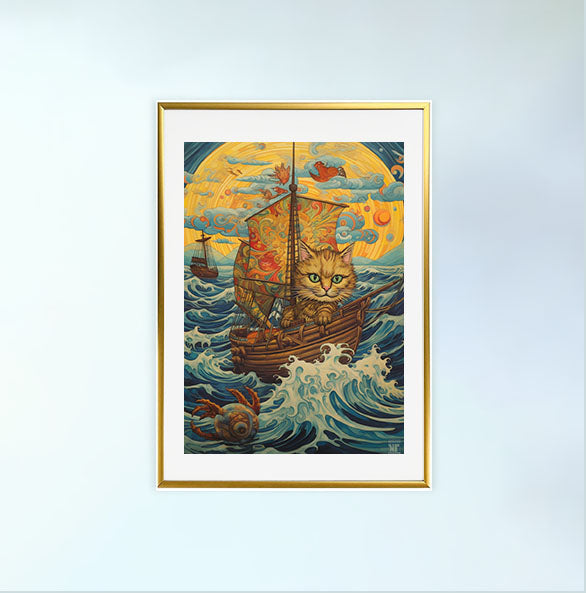 海のアートポスター金フレームあり