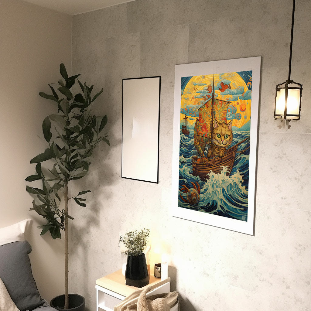 海のアートポスター廊下配置イメージ