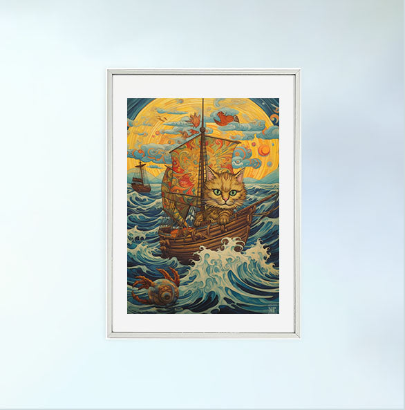 海のアートポスター銀フレームあり