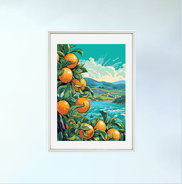 海のアートポスター銀フレームあり