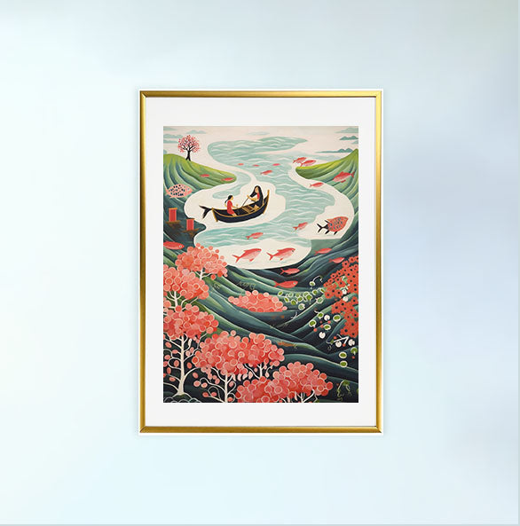 海のアートポスター金フレームあり