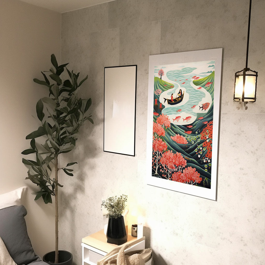 海のアートポスター廊下配置イメージ