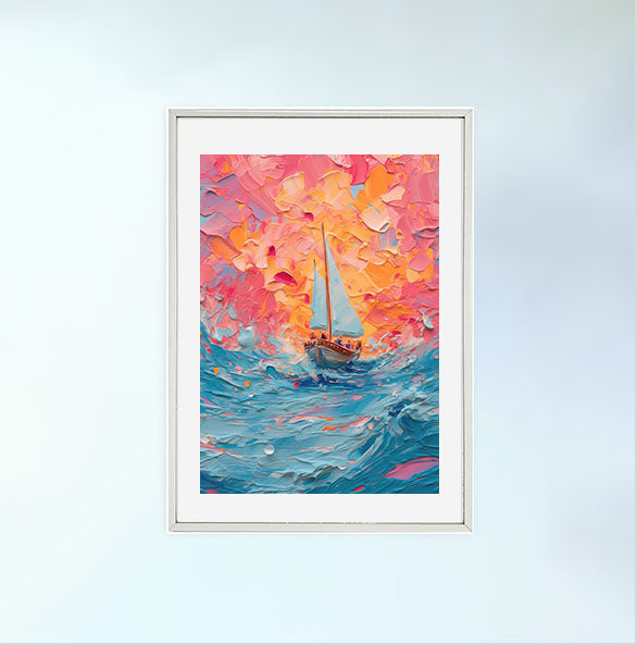 海のアートポスター銀フレームあり