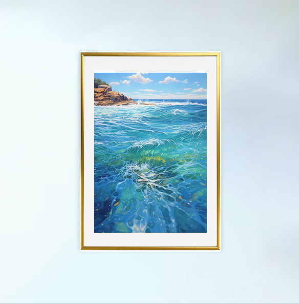 海のアートポスター金フレームあり