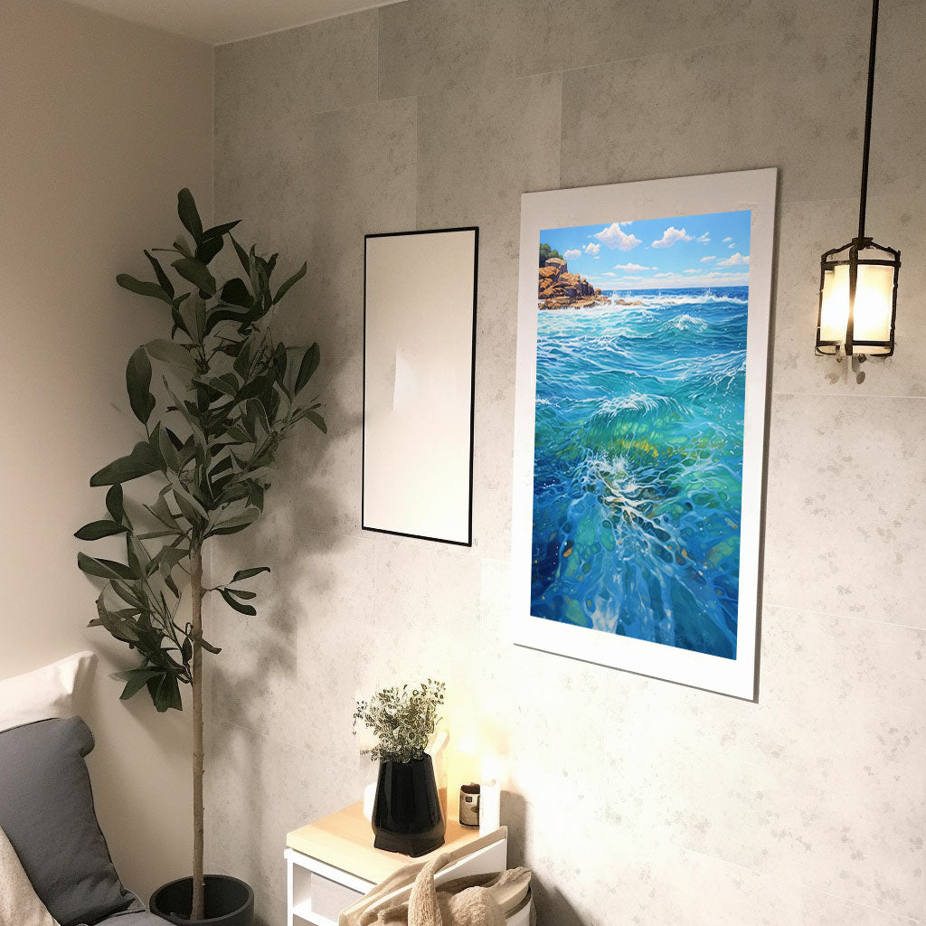 海のアートポスター廊下配置イメージ