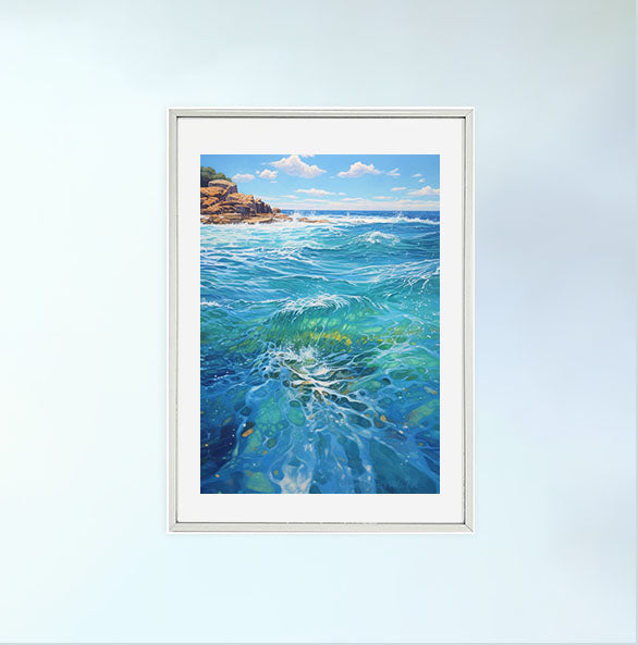 海のアートポスター銀フレームあり