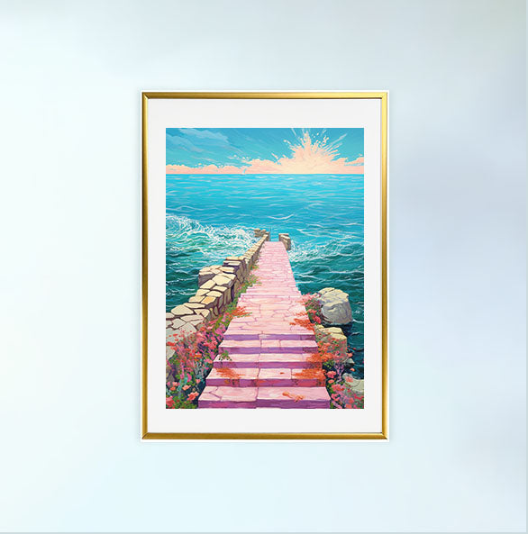 海のアートポスター金フレームあり