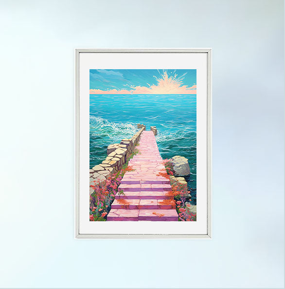 海のアートポスター銀フレームあり