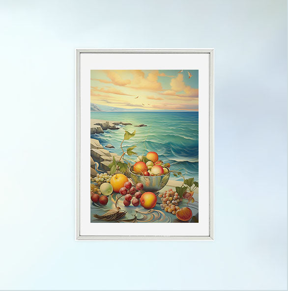 海のアートポスター銀フレームあり