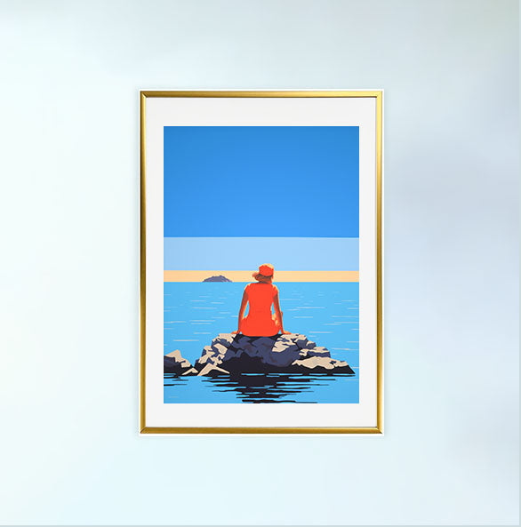 海のアートポスター金フレームあり