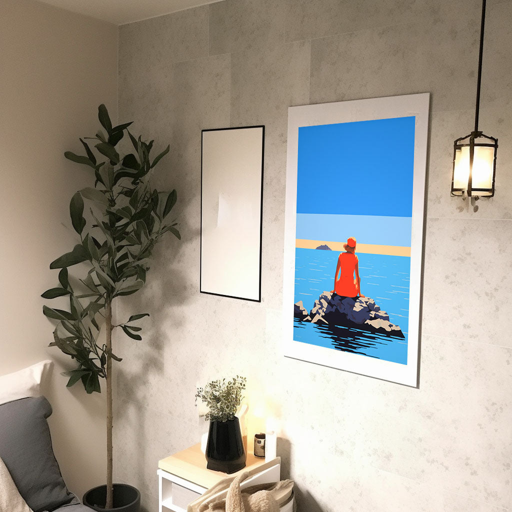 海のアートポスター廊下配置イメージ