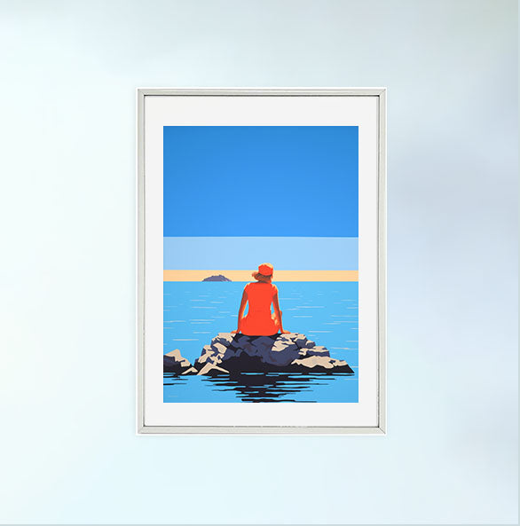 海のアートポスター銀フレームあり