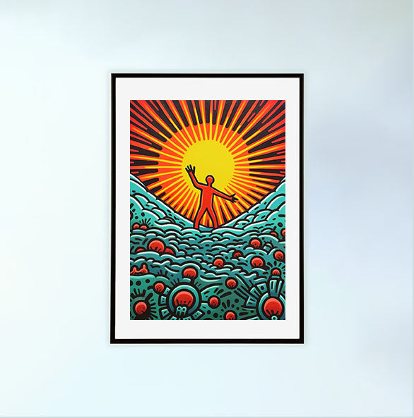 海のアートポスター黒フレームあり