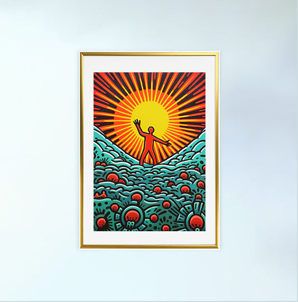 海のアートポスター金フレームあり