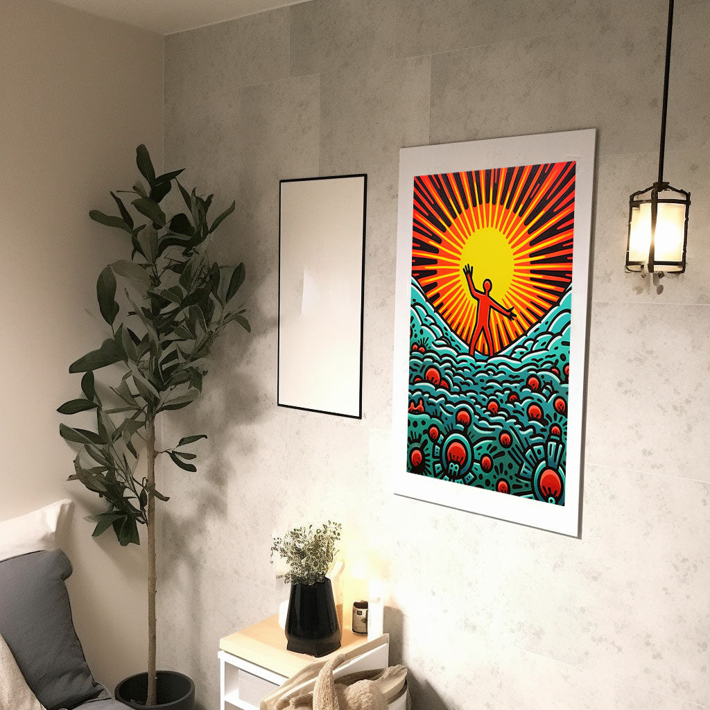 海のアートポスター廊下配置イメージ