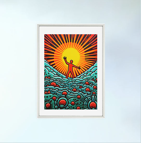 海のアートポスター銀フレームあり