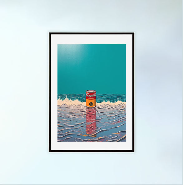 海のアートポスター黒フレームあり