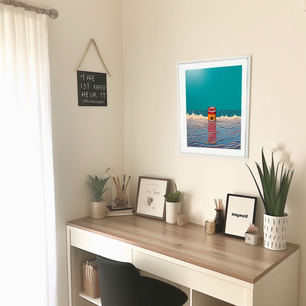 海のアートポスター机配置イメージ