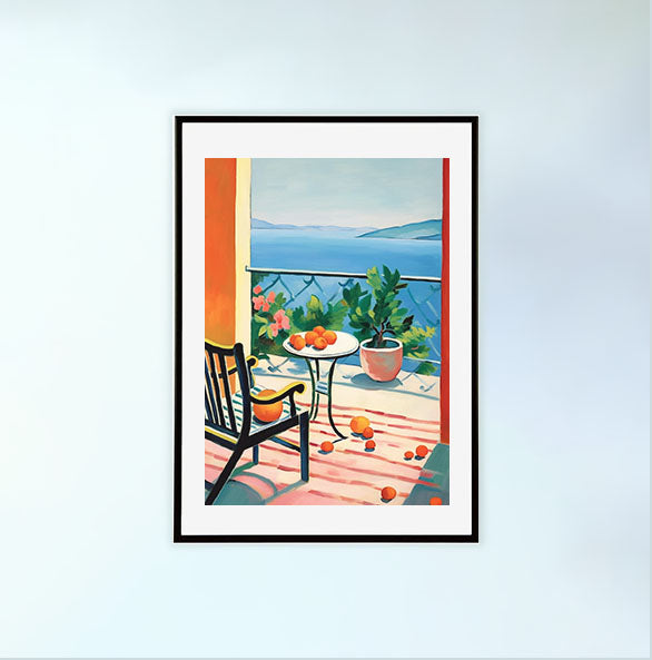 海のアートポスター黒フレームあり