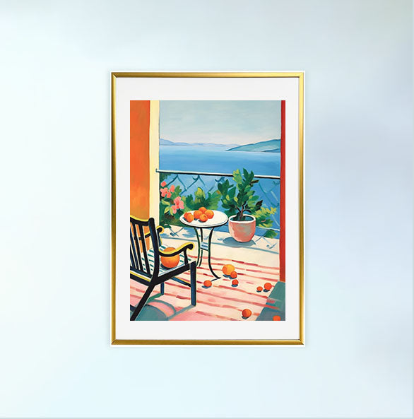 海のアートポスター金フレームあり