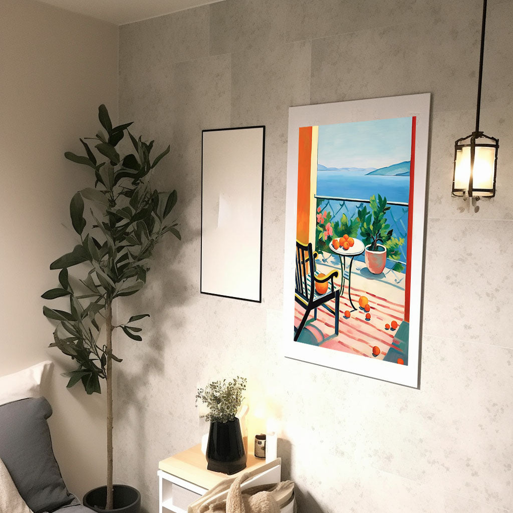 海のアートポスター廊下配置イメージ