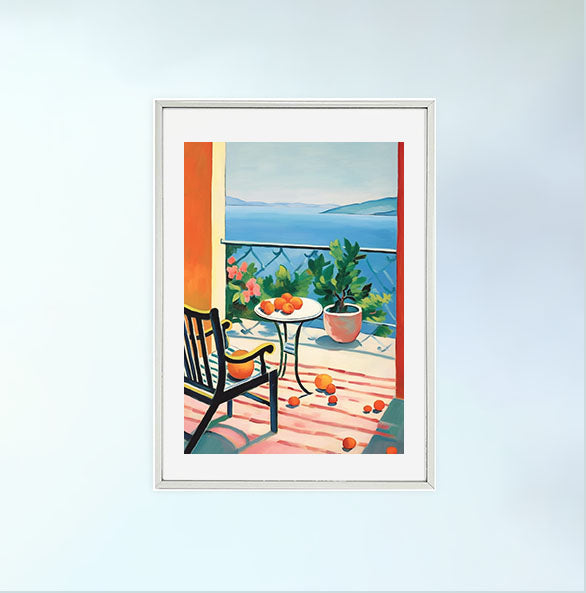 海のアートポスター銀フレームあり