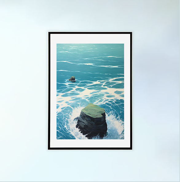 海のアートポスター黒フレームあり