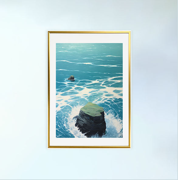 海のアートポスター金フレームあり